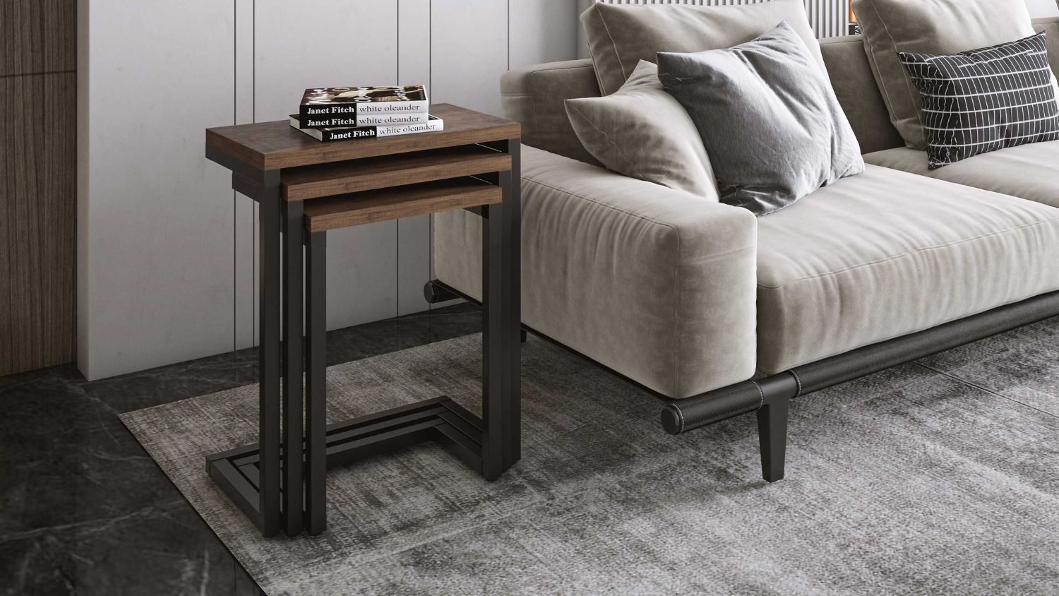 طقم ترابيزة 3 قطع متداخله خشب MDF ومعدنLCT 461